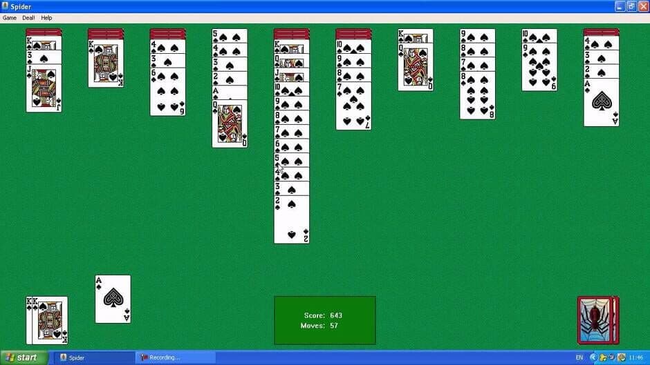 Screenshot principal de Microsoft Spider Solitaire